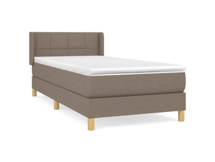 PUGYNBK Boxspringbett mit Matratze, Stoff, Taupe, 80 x 200 cm Verstellbares Kopfteil, Taschenfederkerne, mittlere Festigkeit, atmungsaktiv, langlebig