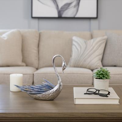 Sagebrook Home Metal Decorative Object Swan Figurine Kyanite Modern Stone Accent