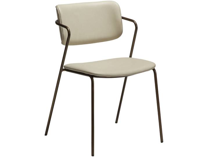 DAN-FORM Stuhl 2er-Set Zed creme/gold Kunstleder