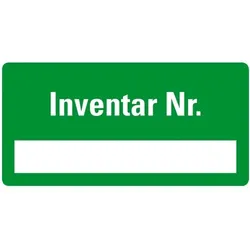 Inventaretikett Inventar Nr., einzeilig, grün, Dokumentenfolie, 40x20mm, 16/Bogen