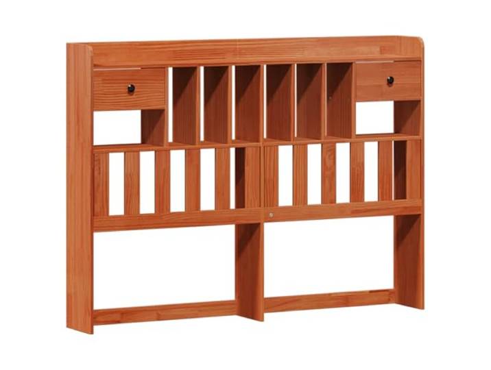 KTHLBRH Bettgestell mit Kopfteil, Braun Wachs, 160 x 200 cm Massives Kiefernholz, mit Schublade, Lattenrost, modernes Design, pflegeleicht