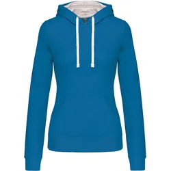 Kariban Damen Kontrast Kapuzen Sweater Hoodie K465 tropical blue/white S