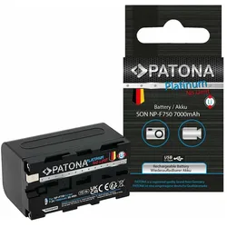 Patona Platinum Akku NP-F750 USB-C (Kamera Akku), Kamera Stromversorgung, Schwarz