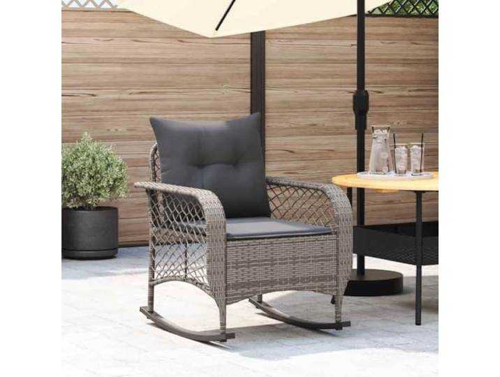 HEFZGDB Garten-Schaukelstuhl aus PE-Rattan mit Polsterkissen, Wetterbeständige Outdoor-Schaukel für Terrasse und Balkon, Komfortabler Schaukelstuhl mit Stahlrahmen und Rutschschutz