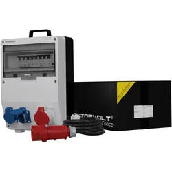 Geschützter Baustromverteiler TD-S/FI SKH 16A 2x230V mit 5x4mm2 Kabel Mennekes-Steckdosen Doktorvolt DV-9795-D