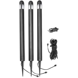 Konstsmide 3er-Set Erdpieß-Stableuchte AMALFI, Höhe 75cm, 12V, 3x G4 max. 15W, Schwarz, Kunststoff / Acrylglas KON-7452-750