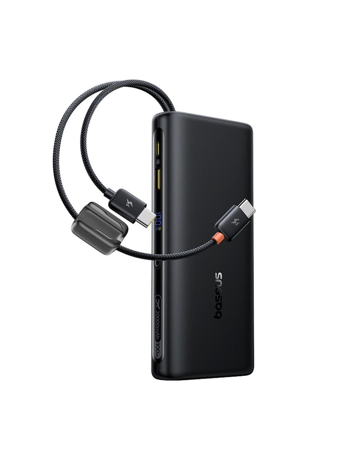 Baseus EnerFill FC41 20000mAh 100W Power Bank with Digital Display and Built-in Dual USB-C Cable - Black - 20000 mAh