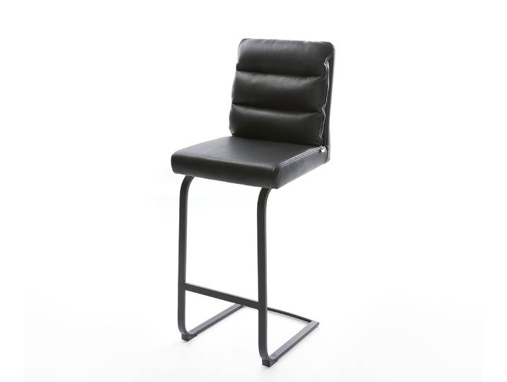 Chaise de bar Pela Flex cuir véritable noir chaise cantilever métal plat