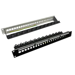ROLINE 19-Zoll-Keystone-Modulträger, leer, 24P. geschirmt, Clip-Befestigung, schwarz