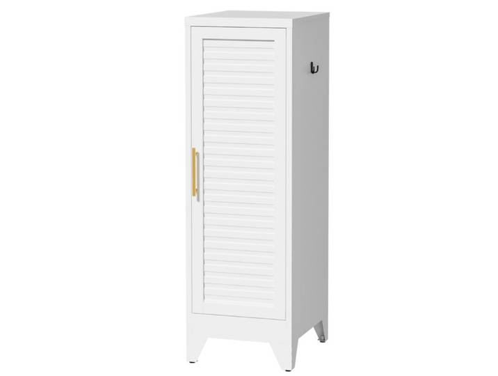Armoire en métal avec porte-robe Armoire en acier H 120 × B 38 × T 45 cm Rangement pour employés et enfants Blanc