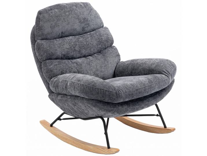Homcom Schaukelstuhl Polyester Schaumstoff Dunkelgrau, Echtholz,Kautschukholz, Füllung: Polyester,Schaumstoff, Kufe, 80x91x103 cm, Wohnzimmer, Sessel, Schaukelstühle