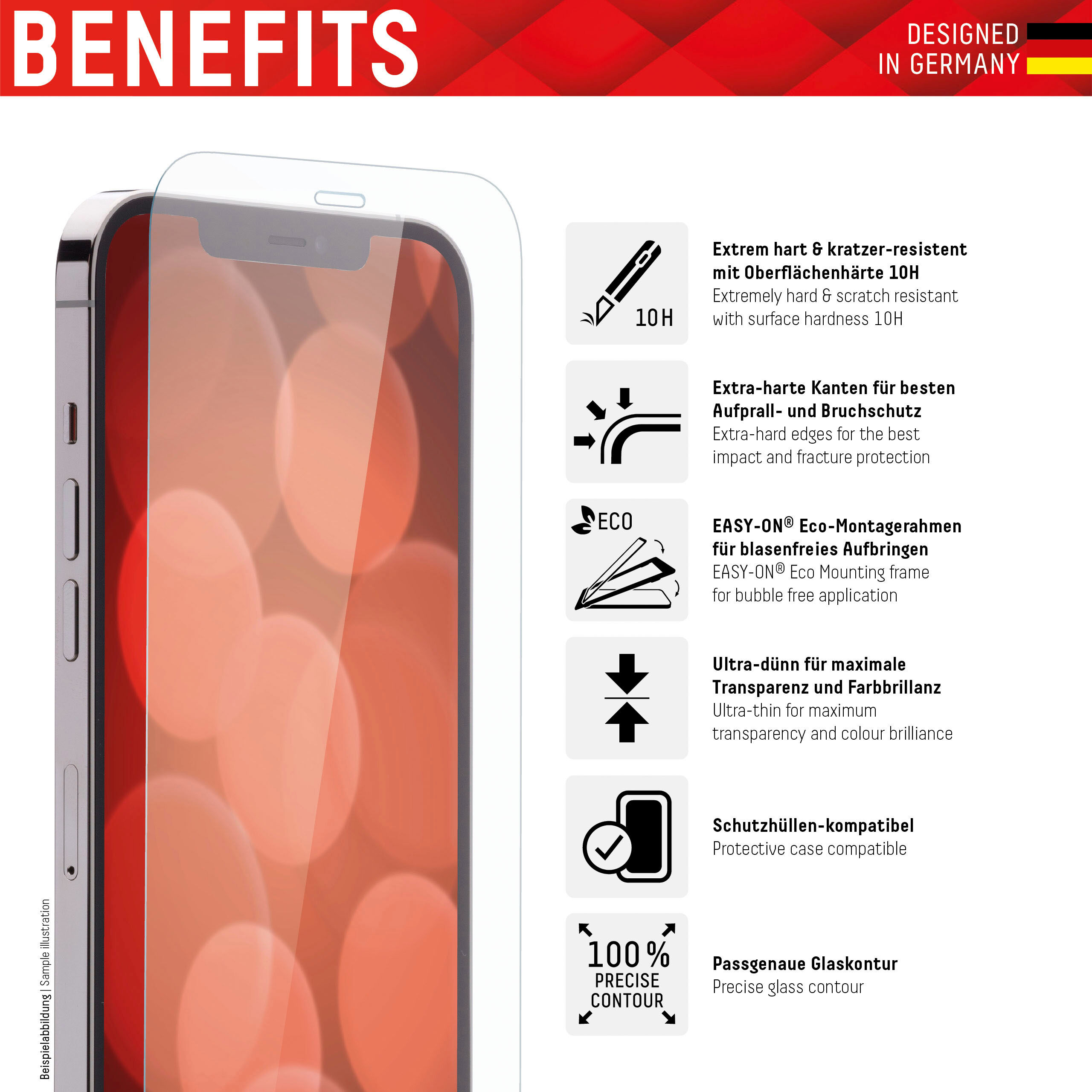 Displayschutzglas "DISPLEX Real Glass Panzerglas für Apple iPhone XR/11 (6,1")", transparent, T:0,33mm, Displayfolien, Displayschutzglas