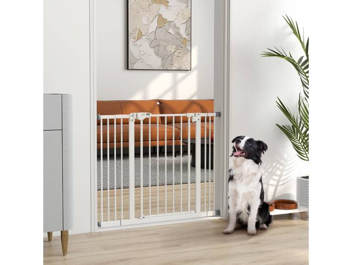 PawHut Barrière Réglable 100cm Sans Vis pour Chiens, Blanc