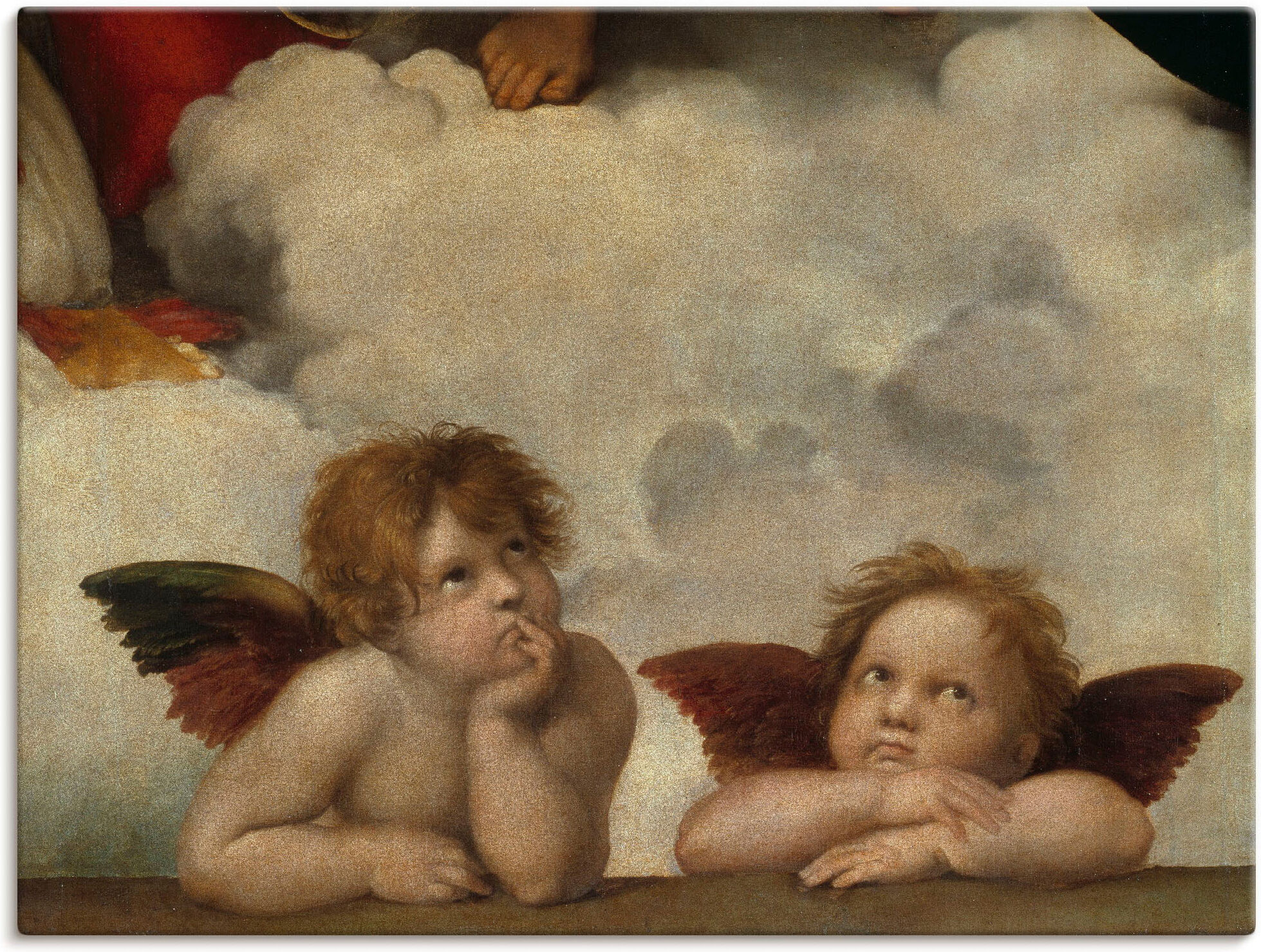 Leinwandbild ARTLAND "Detail aus Die Sixtinische Madonna.", beige (farbe bild(er): naturfarben), B:120cm H:90cm, Bilder, Leinwandbild, auf Holzrahmen gespannt farbe bild(er): naturfarben B/H/T: 120cm x 90cm, Leinwandbild Religion Querformat, 1 Stk.