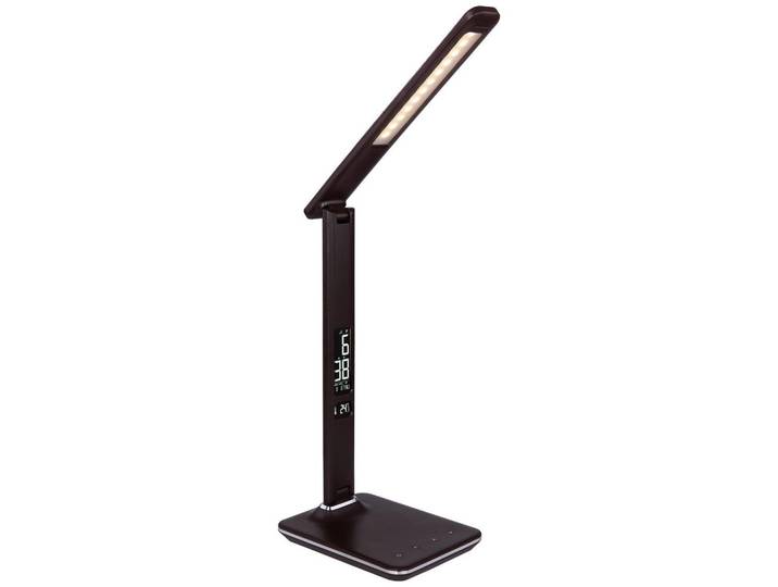 LED-Tischlampe Tanna Braun mit Touchdimmer, Kalenderfunktion