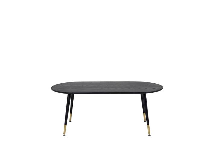 Couchtisch VENTURE HOME Dipp, Couchtisch in elegantem Schwarz mit Messing-Detail, 120 × 60 cm , schwarz (schwarz, schwarz), B:60cm H:47cm T:120cm, Tische, Couchtisch, Sofatisch, Furnier, Stahl, rechteckig, edel