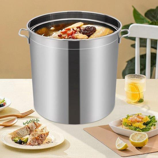 Corvance Soeppan Zilver 52,8 Qt - Roestvrij Staal - Grote Capaciteit Kookpot voor Familie en Commercieel Gebruik