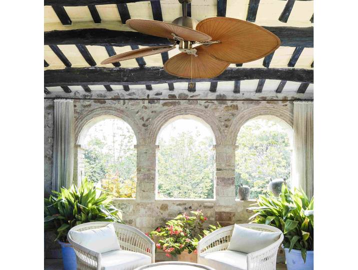 Cuba L Deckenventilator, Ø 132 cm, altgold - Faro FARO BARCELONA - Wohnzimmer - Kunststoff