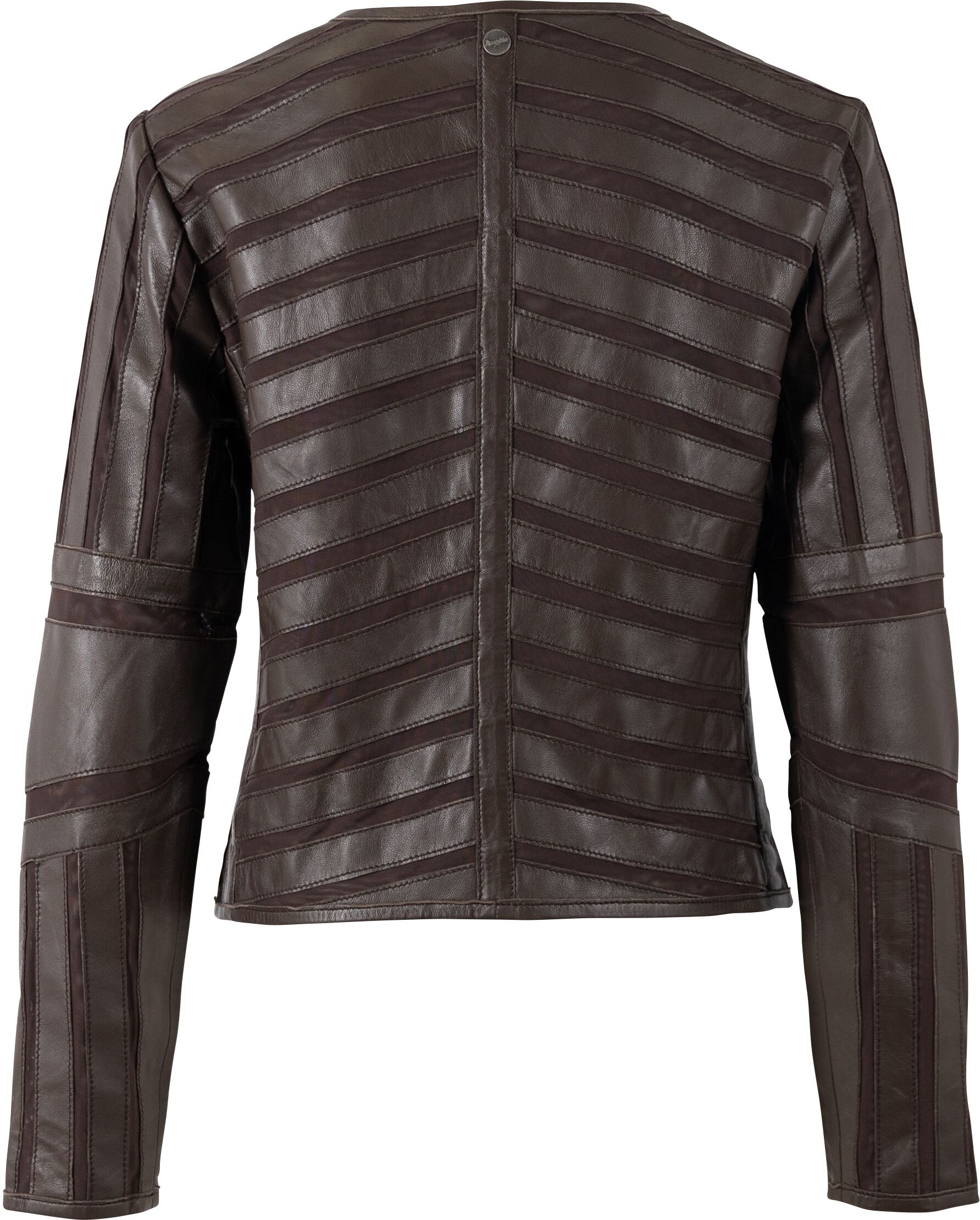 Lederjacke MAURITIUS "MWSuri", Damen, Gr. XL (42), braun, Obermaterial: 100% Schafsleder, unifarben, regular fit normal, Rundhals, Jacken Lederjacke, im Materialmix, Mesh-Einsätze braun XL (42)