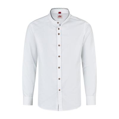 Trachtenhemd SPIETH & WENSKY "Spieth & Wensky Trachtenhemd Kreuth", Herren, Gr. 39/40, N-Gr, grau (weiß, d,grau), festlich, slim fit, Rundhals, Hemden Trachtenhemd, Trachtenhemd in in Slim Fit