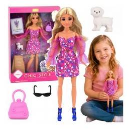 Lean Toys Anlily-Puppe in einem rosa Kleid mit einem Hund (71225340)
