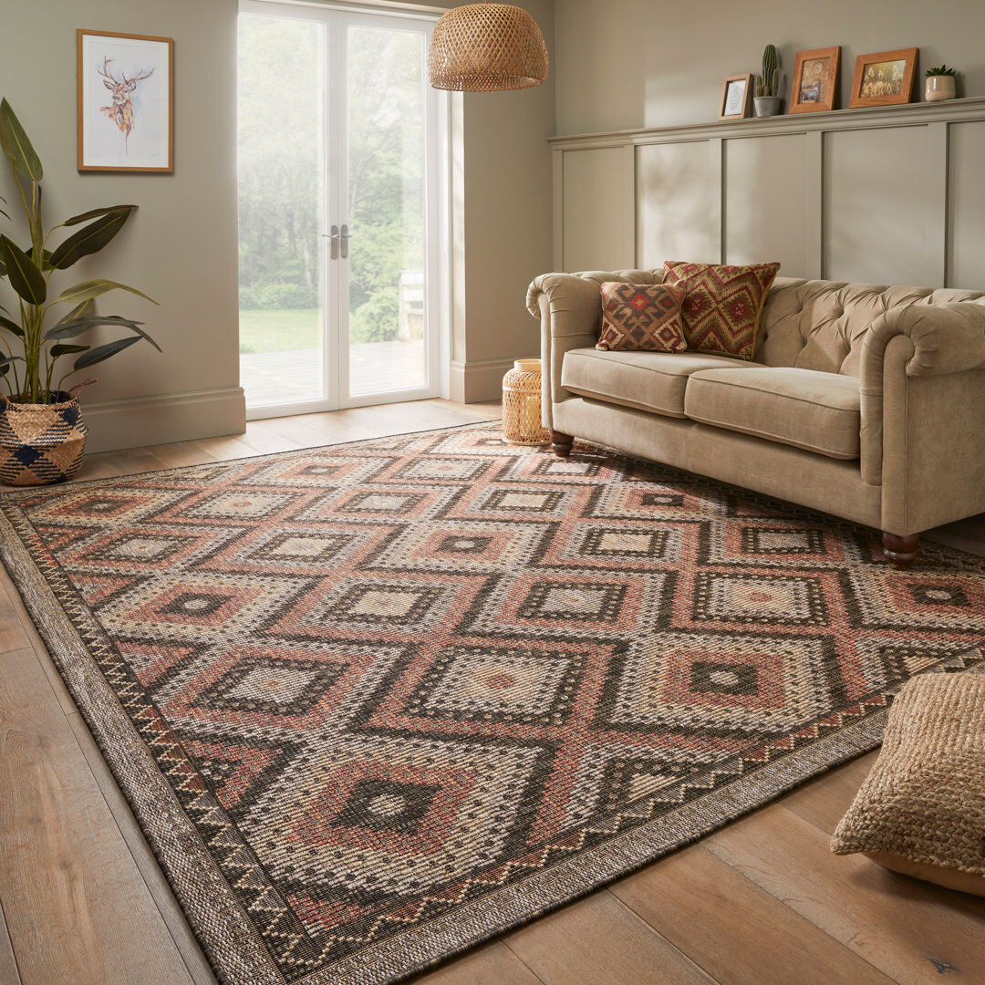 Concept Looms Geometric Indoor / Outdoor Area Rug Brown Rust Rectangle 120 x 170cm