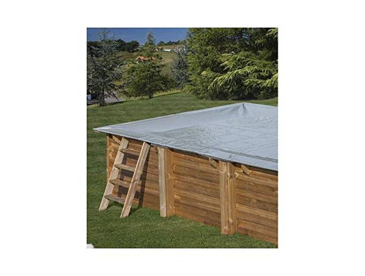 Gre Winterabdeckplane für rechteckige Holzpools, UV-beständig, Licht blockend, Grau, 250 x 250 cm