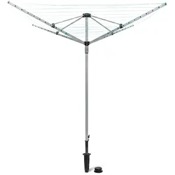 Relaxdays Wäschespinne 49 m, HxBxT:184x242x242 cm, reißfeste Leine, stabiler Stand mit Erdspieß, Garten, silber