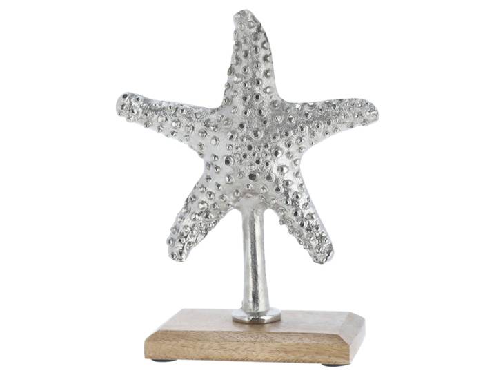 Deko Seestern, silber, maritimer Aufsteller, 22 cm