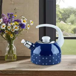 Riess Flötenkessel Plus 2 Liter Blümchenblau
