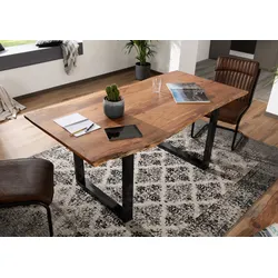 Baumtisch Akazie 180x90x76 natur Beine anthrazit glänzend FREEFORM 3