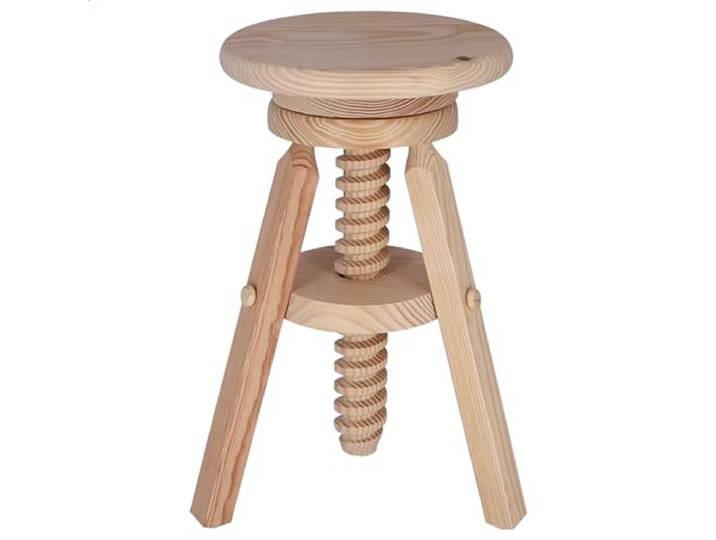 Aranaz Drehbarer Hocker aus Kiefer ohne Lack