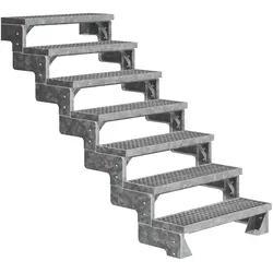 Dolle Außentreppe Gardentop 126-154cm Geschosshöhe mit Gitterrost 100cm breit ohne Geländer