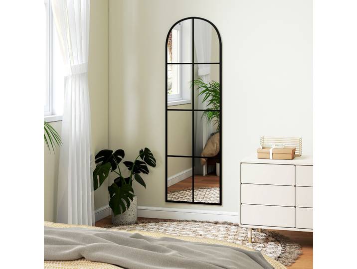 HOMCOM Miroir Arqué 40x160cm Métal Noir Antidéflagrant