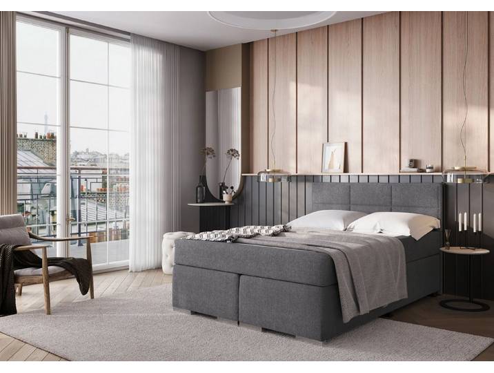 FORTE Boxspringbett ONE erhältlich in den Breiten 140cm, 160cm & 180cm (Bezugsstoff ist tierfreundlich und pflegeleicht)