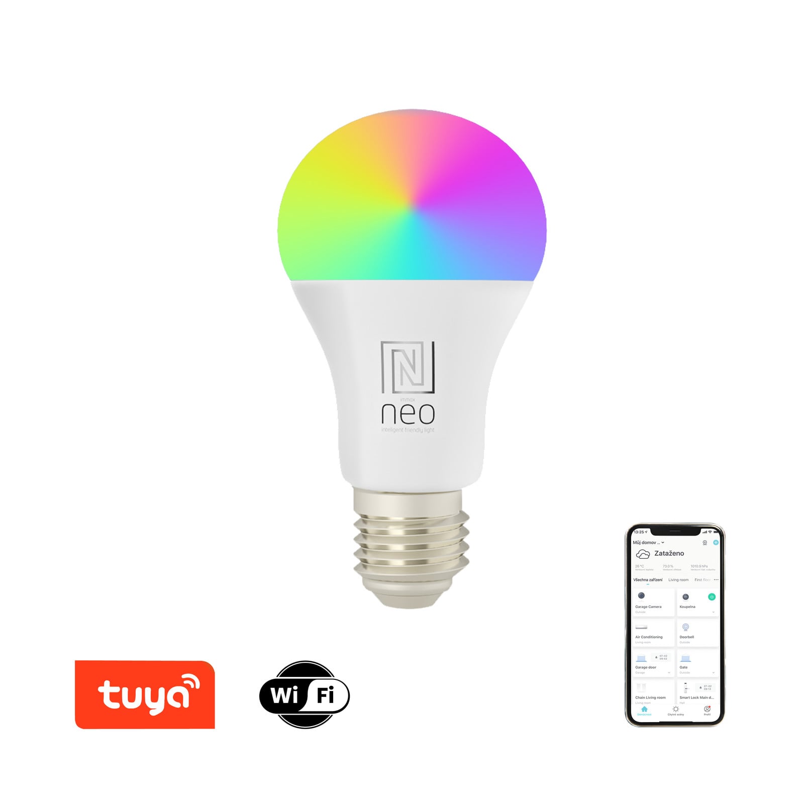 Immax NEO LITE 3x slimme LED-lamp E27, 9W, RGB+CCT, dimbaar, WiFi