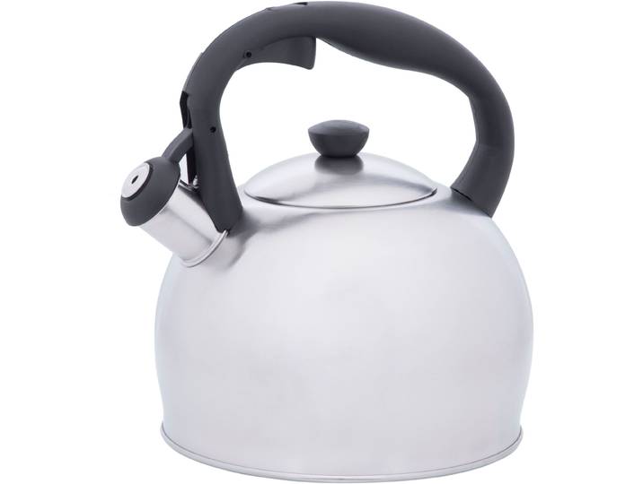 Wasserkessel RESTO KITCHENWARE Perseus, Flötenkessel 3 l m. wärmespeicherndem Boden im Geschenkkarton , silber (silberfarben), H:23,5cm Ø:18,5cm, Töpfe, Wasserkessel, mit ergonomischem, wärmeableitenden Bakelit-Griff