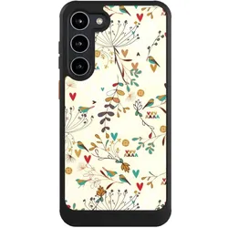 Nivocase Hülle für Samsung Galaxy S23+ Handyhülle NIVOcore Case Schwarz Blumen Retro Vogel (Samsung Galaxy S23+), Smartphone Hülle, Schwarz
