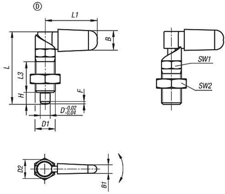 KIPP Sperrriegel M20x1,5 D12 SW20 Form D Kappe Mutter (K1679.071220186)