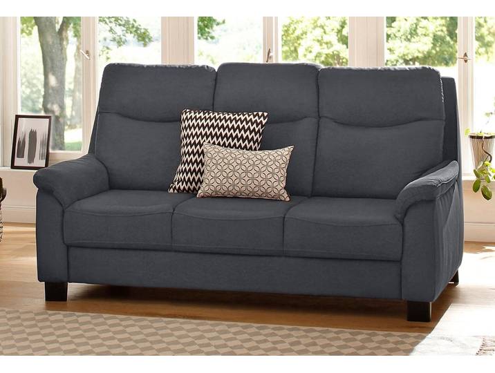 3-Sitzer Sofa, Luxus-Microfaser, Grau, 193×96×104 cm, Federkern & Kopfteilverstellung, Vintage, Home-affaire