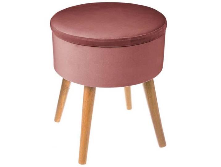 Tabouret Coffre en Velours - SILUMEN - 43 cm - Rose Gris Bleu