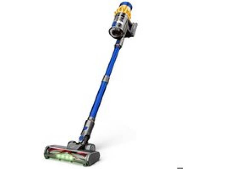 Aspirateur sans fil V22 650W 55kPa - 1.2L écran LED anti-poils danimaux brosse motorisée pour sol et tapis Blue with Gold