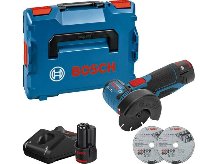 Akku-Winkelschleifer GWS 12V-76, 2 x Akku GBA 12V 3.0Ah in L-BOXX