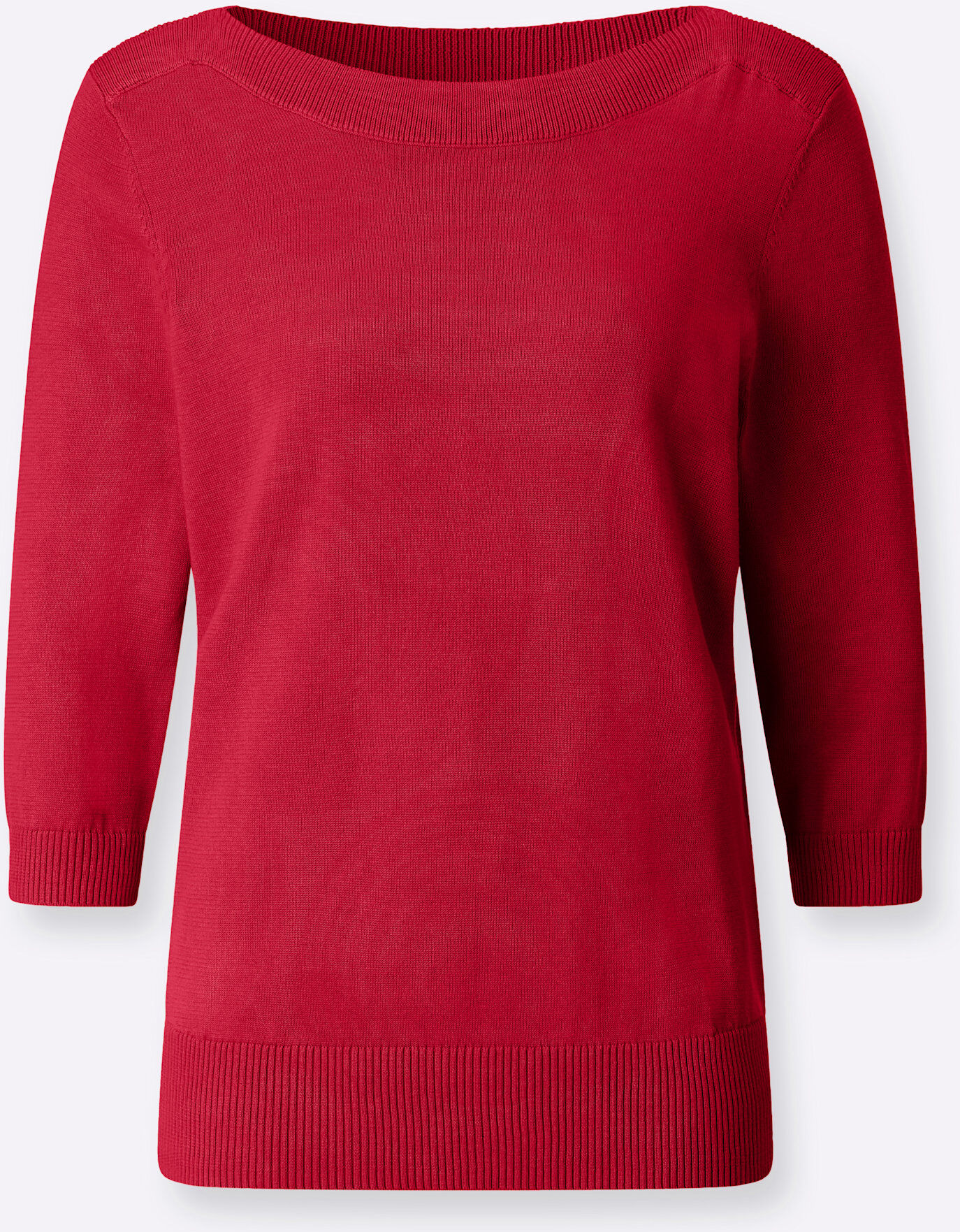 3/4 Arm-Pullover CASUAL LOOKS "3/4-Arm-Pullover", Damen, Gr. 46, rot, 100% Baumwolle, unifarben, Pullover 3/4 Arm-Pullover rot 46