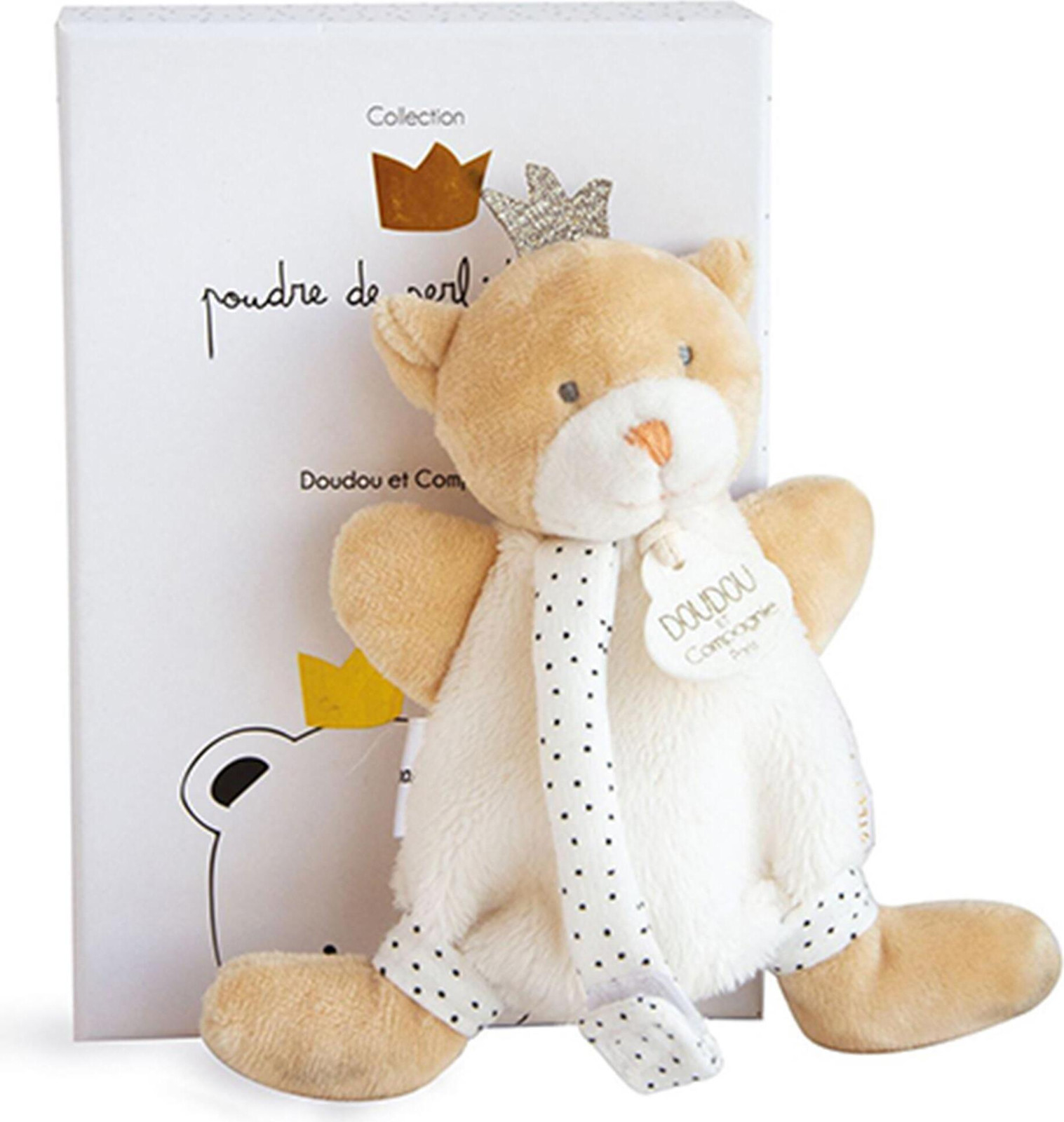 Doudou Histoire d´Ours Knuffel met fopspeenhouder Beer Koning 15 cm