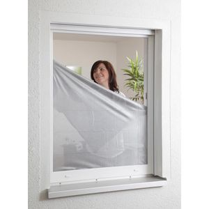Culex Fliegengitter Alu Sonnenschutz anthrazit, für Fenster, mit Klettband, silber, 130x150cm