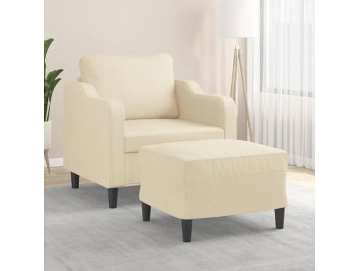HEFZGDB Sessel mit Hocker Creme 60 cm Stoff Polstermöbel Relaxsessel mit dick gepolsterter Sitzfläche und Rückenkissen strapazierfähig atmungsaktiv langlebig Robustes Gestell
