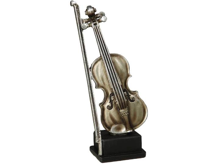 Dekofigur AMBIENTE HAUS Geige Figur M , silber (antik, silberfarben), B:11cm H:22cm T:6cm, Polyresin, Dekofiguren, Dekofigur