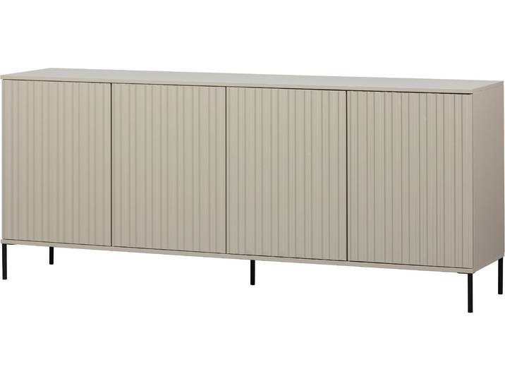 Sideboard WOOOD Gravu , beige (staub), B:200cm H:85cm T:44cm, FSC-zertifiziertes teilmassives Holz, Sideboards, Sideboard, New Gravure Sideboard von WOOOD, elegantes Design und viel Stauraum