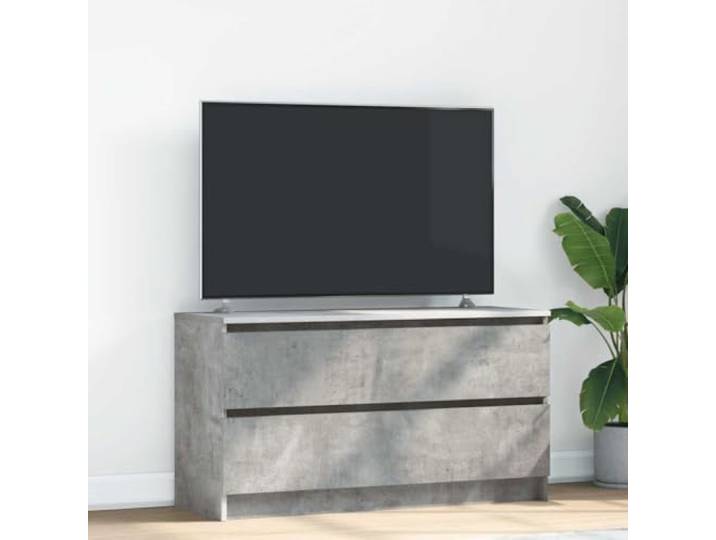 HEFZGDB TV-Schrank Betongrau 100x35x54 cm Holzwerkstoff mit 2 Schubladen Stauraum für Multimedia-Geräte und Dekoartikel, Stabile Oberplatte, Pflegeleicht, Langlebiges Möbel